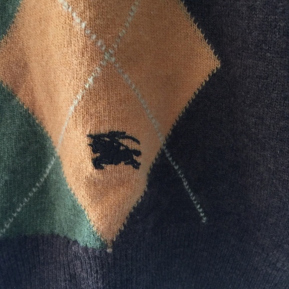 Burberry Brown Argyle Wool Turtleneck Sweater 42 - Picture 3 of 5